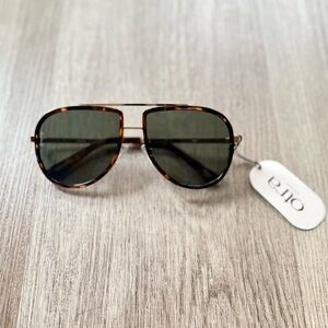 otra sky tortoise brown green lens oversized aviator sunglasses eyewear NEW